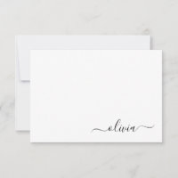 Black White Modern Script Girly Monogram Namn