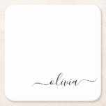 Black White Modern Script Girly Monogram Namn Underlägg Papper Kvadrat<br><div class="desc">Pappra Underlägg för svartvit,  enkelt skript,  Monogram Namn. Det gör perfekt studenten,  födelsedag,  bröllop,  möhippa,  årsdag,  babydusch eller bachelorette-fest till någon som glam lyx och chic stilar.</div>