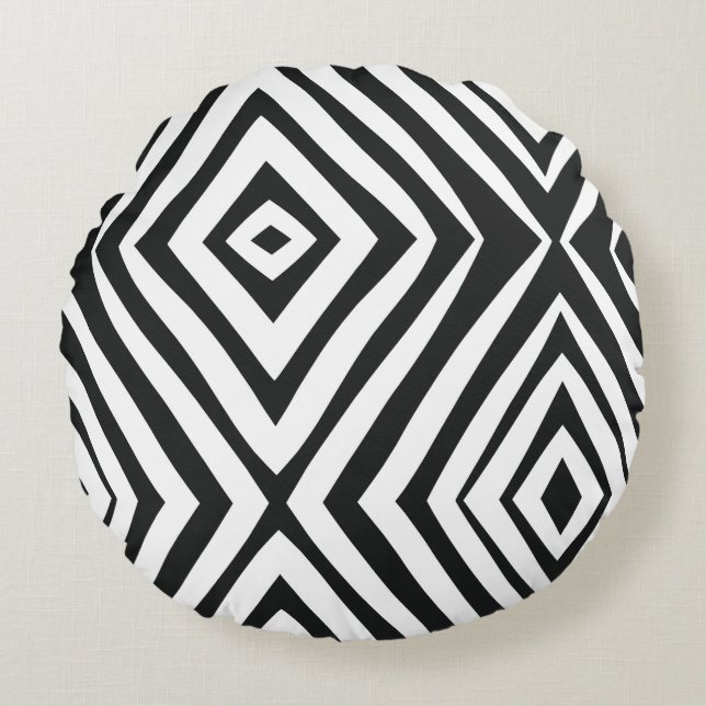 Black White Modern Simple Rund Kudde (Framsidan)