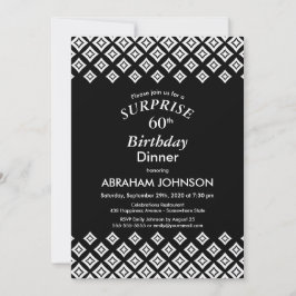 Black White Modern Surprise 60:e födelsedag Inbjudningar