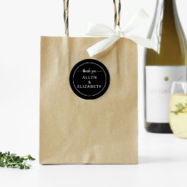 Black White Modern-tack för ditt kort-bröllop Runt Klistermärke