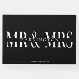 Black White Modern Typography Mr & Mrs Bröllop Gästböcker