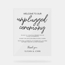 Black & White Modern Unplugged Wedding Sign 