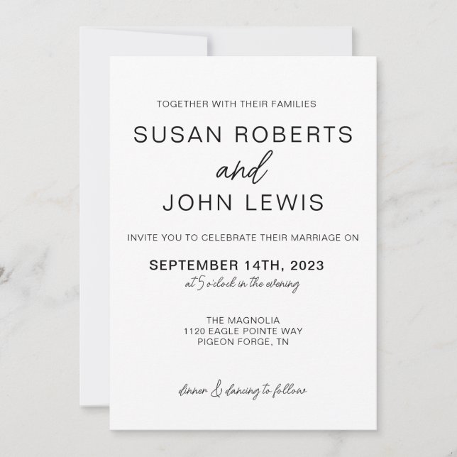 Black & White Modern Wedding Invitation  (Framsida)