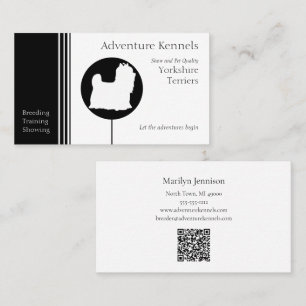 Black White Modern Yorkshire Terrier Silhouette Visitkort