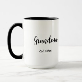Black White Mom Established Year New Grandma Gift Mugg