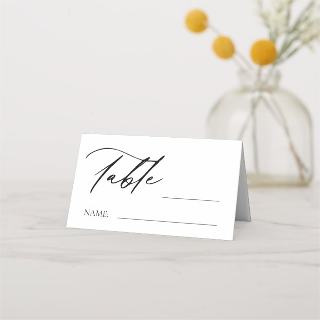 Black White Monogram Bröllop Bordsnummer Placeringskort (Framsida)