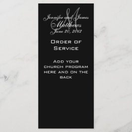 Black White Monogram-Bröllopsprogram Program