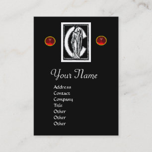 BLACK WHITE MONOGRAM C BREV,RED RUBY GEM VISITKORT