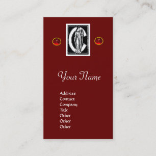 BLACK WHITE MONOGRAM C BREV,RED RUBY GEMSTONES VISITKORT
