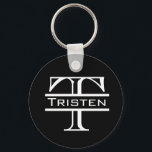 Black White Monogram Classic Namn Nyckelring<br><div class="desc">Den här designen skapades från min fluid-akrylmålning. Det kan vara personlig genom att klicka på anpassningsknappen och ändra namn, initialer eller ord. Du kan också ändra texten färg och stil eller ta bort texten för en bilddesign. Kontakta mig på colorflowcreations@gmail.com om du vill ha denna design på en annan produkt....</div>