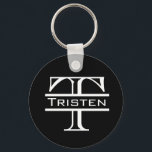 Black White Monogram Classic Namn Nyckelring<br><div class="desc">Den här designen skapades från min fluid-akrylmålning. Det kan vara personlig genom att klicka på anpassningsknappen och ändra namn, initialer eller ord. Du kan också ändra texten färg och stil eller ta bort texten för en bilddesign. Kontakta mig på colorflowcreations@gmail.com om du vill ha denna design på en annan produkt....</div>