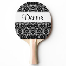 Black White Monogram Geometric Ping Pong Paddle