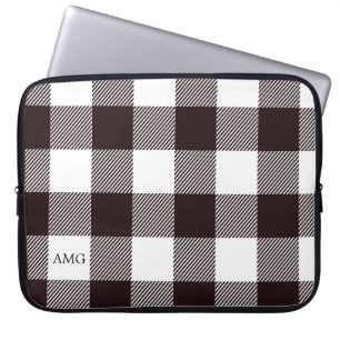 Black & White Monogram Gingham Play Mönster Laptop Fodral