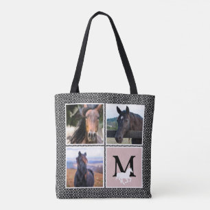 Black White Monogram Horse Photo Tygkasse