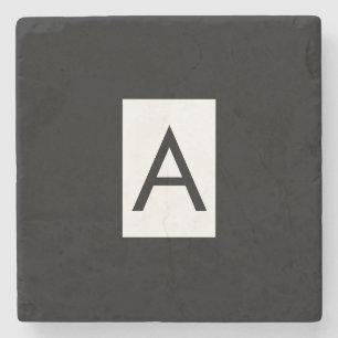 Black White Monogram Initial Brev Modern Plain Stenunderlägg