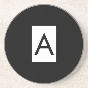 Black White Monogram Initial Brev Modern Plain Underlägg