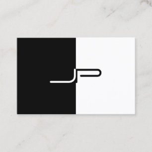 Black White Monogram Initial Elegant Modern Trendi Visitkort