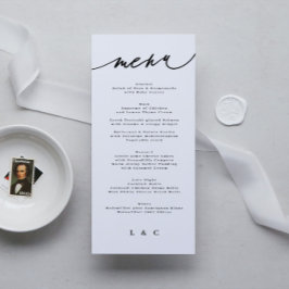 Black White Monogram, klassisk Elegant Meny