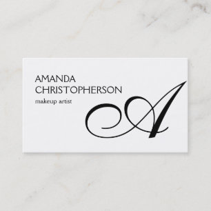 Black White Monogram Makeup Artist Affärskort Visitkort