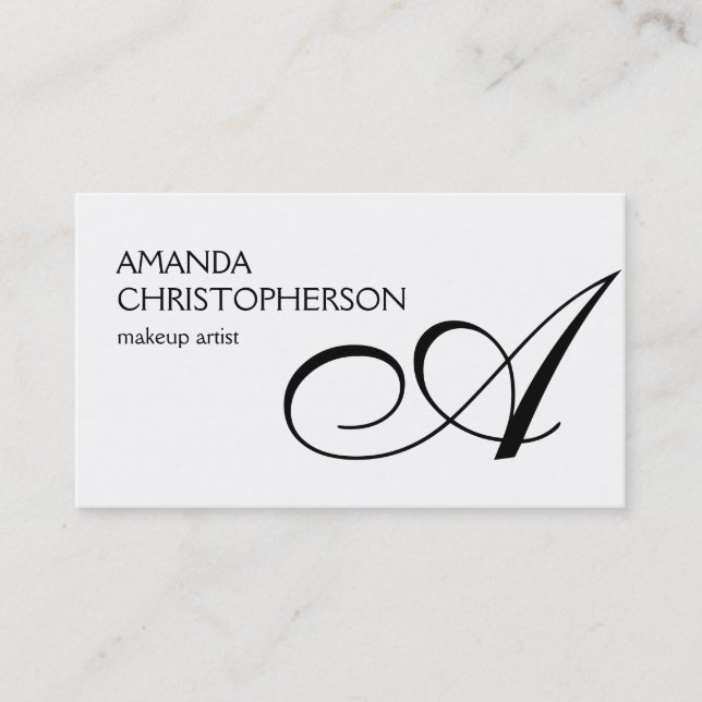 Black White Monogram Makeup Artist Affärskort Visitkort (Framsida)