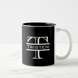 Black White Monogram Två-Tonad Mugg