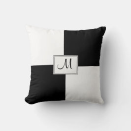 Black White Monogrammed Dekorativ kudde
