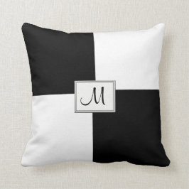 Black White Monogrammed Dekorativ kudde