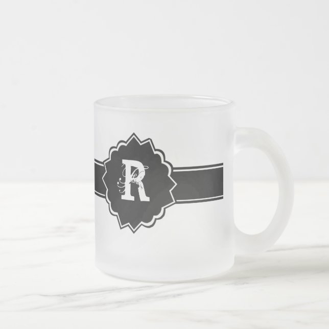 Black White Monogrammed Frostad Glasmugg (Höger)