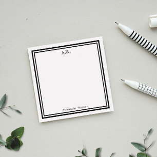 Black White Monogrammed Post-it Block