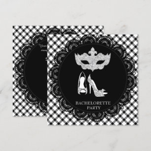 BLACK WHITE MÖNSTER BACHELORETTE MASQUERADE PARTY INBJUDNINGAR