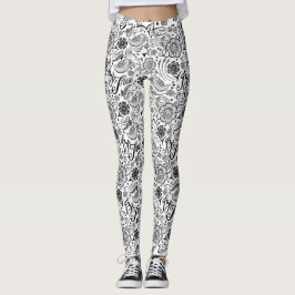 Black White Mönster Leggings