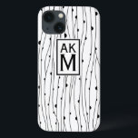 Black & White Mönster Monogram iPad Mini Case<br><div class="desc">Anpassade iPad mini fodral med svartvit rand doodlar mönster med märkre och monogram. Detta finns i olika typer av färg och caseser och sleever.</div>