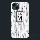 Black & White Mönster Monogram iPad Mini Case<br><div class="desc">Anpassade iPad mini fodral med svartvit rand doodlar mönster med märkre och monogram. Detta finns i olika typer av färg och caseser och sleever.</div>