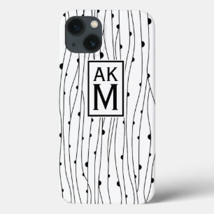 Black & White Mönster Monogram iPad Mini Case