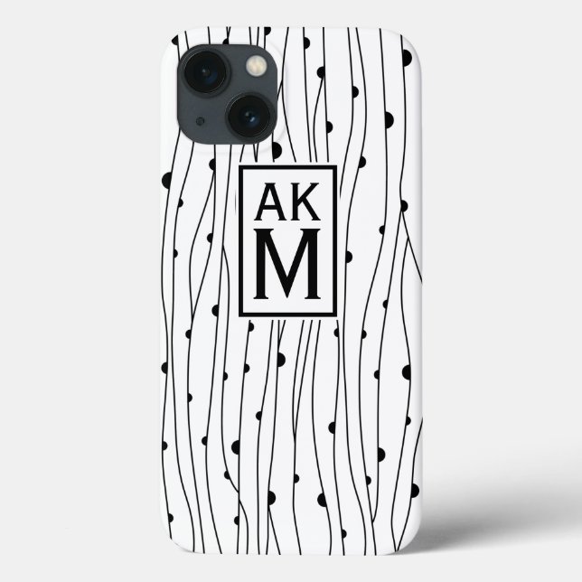 Black & White Mönster Monogram iPad Mini Case (Baksida)