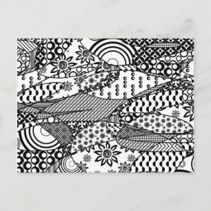 Black & White Mönster Patchwork 06 Vykort