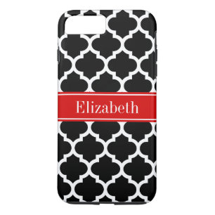 Black White Moroccan #5 Red Namn Monogram