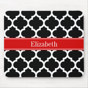 Black White Moroccan #5 Red Namn Monogram Musmatta