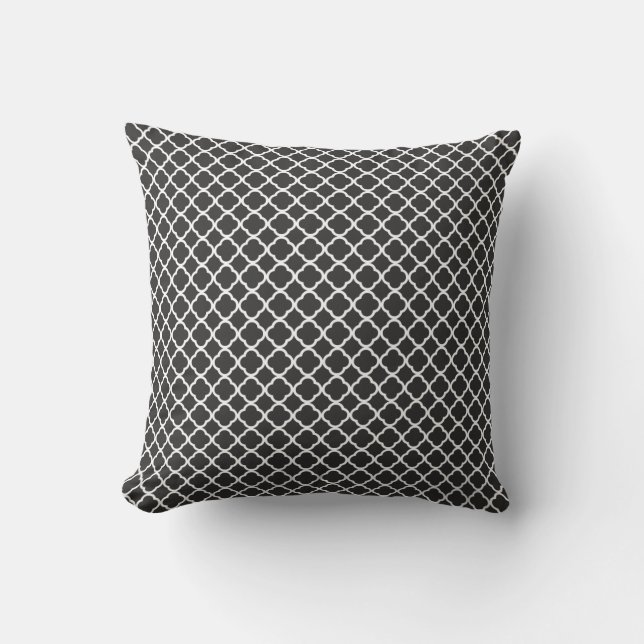 Black White Moroccan Lattice Pillow Kudde (Framsida)