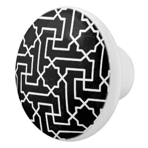 Black & White Moroccan Mosaic Mönster Knopp