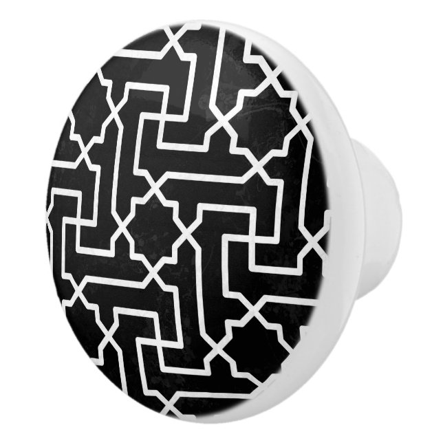 Black & White Moroccan Mosaic Mönster Knopp (Höger)