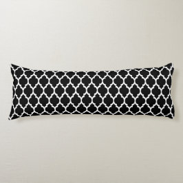 Black White Moroccan Quatrefoil Mönster #4 Kroppskudde