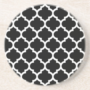 Black White Moroccan Quatrefoil Mönster #5 Underlägg