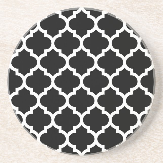 Black White Moroccan Quatrefoil Mönster #5 Underlägg (Framsidan)