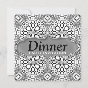 Black White Moroccan Tribal Dinner Party Inbjudan