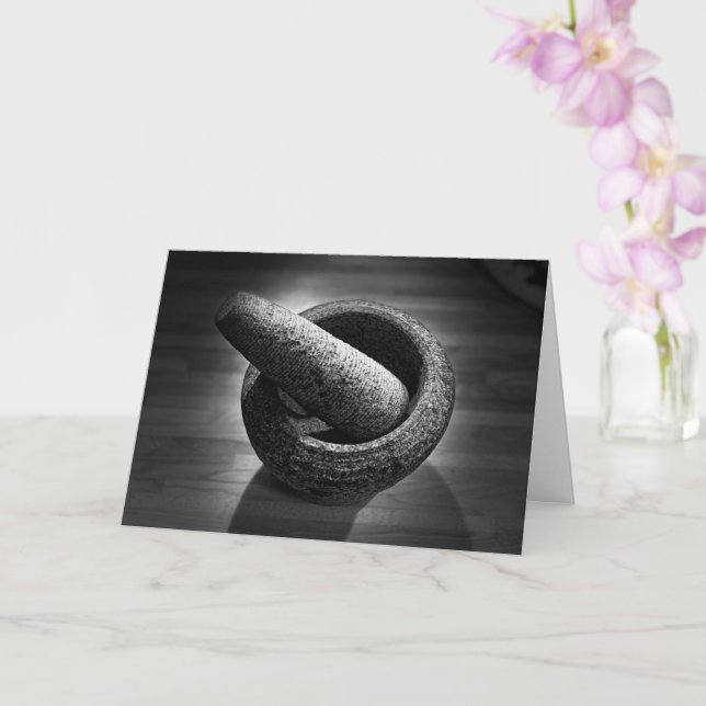 Black White Mortar Pestle Kort (Orkide)