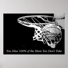 Black White Motivation Basketball Poster