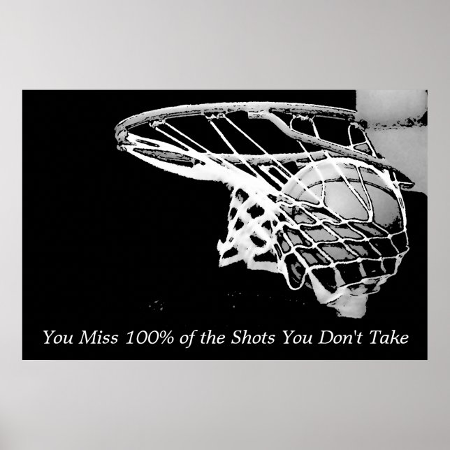 Black White Motivation Basketball Poster (Framsidan)