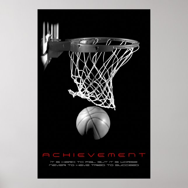 Black White Motivational Achievement Basketball Poster (Framsidan)
